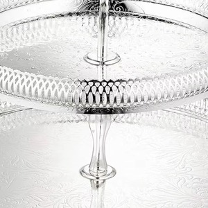 Elegant Silver Plated <b>Cake</b> <b>Stand</b> for Birthday Party High-End Metal <b>Cake</b> <b>Stand</b> with Two Layered Design - Product Image 4