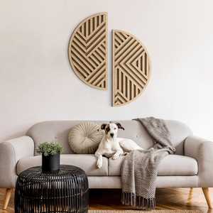 Panneau mural en bois géométrique moderne, décoration murale en bois artisanale pour salon, chambre et décoration intérieure - Product Image 1