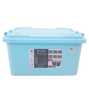 Conteneurs de rangement ménagers en plastique écologique durables avec couvercles, empilables, design gain de place, pour cuisine moderne, boissons et vêtements - Product Image 1