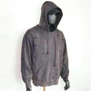 Sudaderas con capucha y sudaderas de felpa para hombre con logotipo personalizado OEM, lavado ácido, bordado desgastado. - Product Image 1