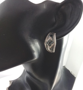 2.00 Cttw White & Blue Diamond <b>Huggie</b> Hoop Earrings for Women, Round Cut Natural Diamonds, 925 Sterling <b>Silver</b> - Product Image 6