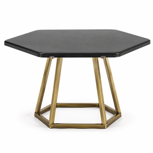Square <b>Cake</b> Stand And Serving Table Tray Premium Black <b>Top</b> And Geometric <b>Gold</b> Metal Base Designed For Elegant <b>Cake</b> Dessert Food - Product Image 1