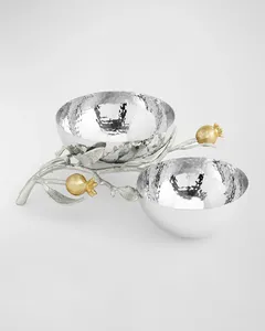Ensemble de bols décoratifs en métal faits à la main avec motif grenade, vaisselle moderne pour la maison et les fêtes - Product Image 2