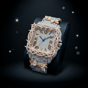 Reloj de Diamantes Moissanite VVS en Oferta, Cristal de Reloj Completamente Automático, Color Blanco Rosado, Diseño de Espinas, Lujoso, para Hombre y Mujer, Estilo Hip Hop, 10 Bar - Product Image 1
