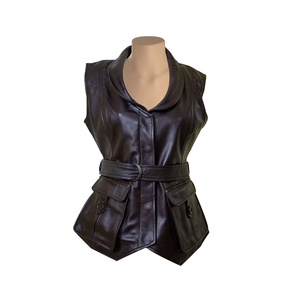 Gilet en cuir véritable de haute qualité, style motard, pour l'hiver, avec poches zippées, vêtement d'extérieur décontracté vintage - Product Image 1