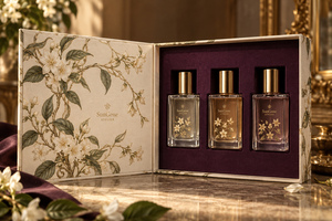 Caja de Embalaje Personalizada para Perfumes, Estilo Libro con Bisagras, Color Marfil - Product Image 1