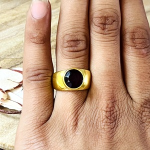 New Trendy Fashionable Boho <b>Garnet</b> <b>Ring</b> Minimalist Brass <b>Rings</b> for Women 18k Gold Plated Chunky Jewelry for Wholesale/OEM/ODM - Product Image 5