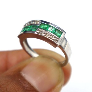 <b>Emerald</b> with Diamond Cut Gemstone <b>Ring</b> 925 Sterling <b>Silver</b> <b>Ring</b> Wholesale Natural <b>Emerald</b> Stone <b>Silver</b> Gift <b>Ring</b> Jewelry - Product Image 1