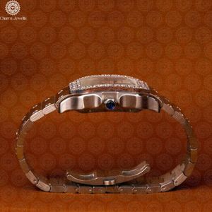Montre de luxe pour homme Charm_Jewells en acier inoxydable, cadran en cristal saphir, lunette sertie de diamants, mécanique analogique, 40 mm, 10 bars d'étanchéité - Product Image 4