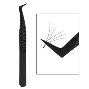 Nouvelle pince à cils en acier inoxydable à microfibres pour volume russe, 2D 8D, avec poignée antidérapante à prise diamantée, pour extensions de cils - Product Image 4