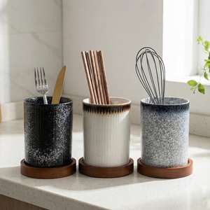 Refined Stoneware Ceramic <b>Utensil</b> <b>Holder</b> Speckled Reactive Glaze High Fired Thick Durable Heat Resistant <b>Kitchen</b> <b>utensil</b> <b>holder</b> - Product Image 6