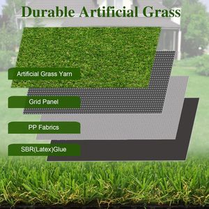 Césped Artificial Realista de 6.5 pies x 15 pies con Orificios de Drenaje, 20 mm, para Interiores y Exteriores, Altura del Pelo de 30 mm, 3 cm de Grosor, para Paisajismo - Product Image 6