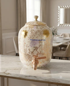 Dispensador de Agua con Grifo y Tapa de Cobre, Diseño Floral Dorado, Hecho a Mano, Decorativo - Product Image 5