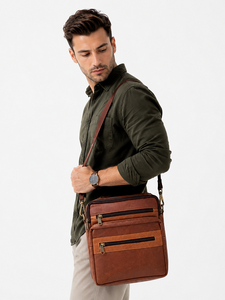 Custom Wholesale Crunch Leather Travel Shoulder Bag Trendy Fashion Men's Messenger Bag Designer Small Crossbody Bag for Men - Product Image 1