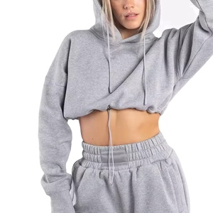 Women's Custom Logo Cotton Hoodie Long Sleeved Fitness Sport Pullover Casual Cropped <b>Top</b> for <b>Winter</b> Season Printed Hooded - Product Image 2
