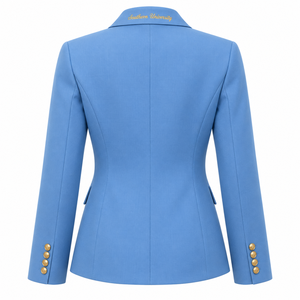 Chaqueta de Blazer Personalizada de la Universidad del Sur (SU) para Mujer, HBCU, Azul Columbia con Forro Dorado, Chaqueta de Traje Universitario Bordada, Venta al Por Mayor - Product Image 2
