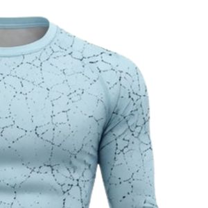 Light Blue Long Sleeve Compression <b>Shirt</b> Crackle Print Athletic Training Gym Workout Breathable Quick Dry Performance Sportswear - Product Image 3