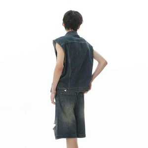 Manufacturer Quality Oem Design Fashion Sleeveless durable Men Denim <b>Vest</b> Reasonable Prices Of Custom Logo Men Denim <b>Vest</b> - Product Image 3
