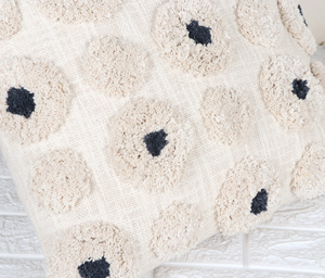 Hand Tufted Texture Boho Ivory and Gray Pom Pom Fringe <b>Cushion</b> Cover Handmade Decorative Pillow Case for Sofa Bedroom Living Roo - Product Image 6