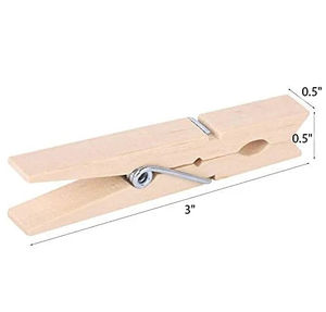 Custom Printed Large <b>Spring</b> Bamboo Clothes Pegs Wide Wooden Multifunctional Bathroom Single Tier-Pack of 50 - Product Image 5