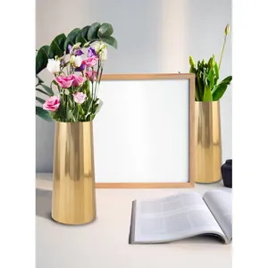 Handmade Iron Flower Vase Stylish Decorative Floral Arrangement <b>Container</b> for Furniture Manufacturers Home DecorMinimalist Brass - Product Image 4