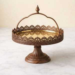 Luxury Gold Metal Cake Stand with Glass Dome Lid <b>Dessert</b> Display Stand Wedding <b>Dessert</b> Display - Product Image 5