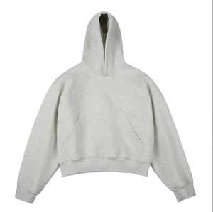 Cotton Pullover <b>Cropped</b> Hoodie <b>Men</b> Solid Color Oversized Fit Long Sleeve Street Casual Fashion Hoodie <b>Top</b> - Product Image 2