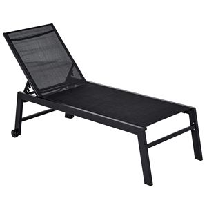 Sdraio Nera Regolabile con Ruote e Schienale Traspirante per Prendere il Sole nel Patio - Product Image 1