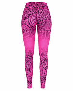 Leggings de Yoga de Cintura Alta con Estampado Floral Mandala para Mujer, Leggings Deportivos de Compresión al por Mayor, Ropa Deportiva Activa, Leggings Rosas - Product Image 3