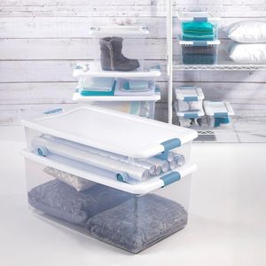 Under Bed Storage Bins with <b>Lids</b> 12 Pack Clear <b>Plastic</b> 15 Quart Heavy Duty Organizing <b>Containers</b> - Product Image 3