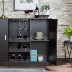 Mobile Bar Elegante a 2 Ante per Conservazione Vini, Stile Espresso - Product Image 6