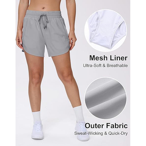 Pantalones Cortos Deportivos Modernos Grises para Hombre, Pantalones Deportivos Transpirables de Secado Rápido con Bolsillo Invisible con Cremallera para Teléfono Celular B2B - Product Image 3