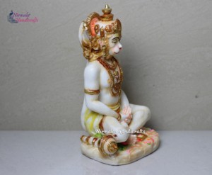 Statue du Seigneur Hanuman en résine et poussière de marbre, artisanat Nirmala |   Idole de dieu hindou traditionnelle faite à la main |   Temple spirituel à domicile - Product Image 6
