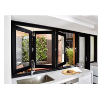 Fenêtre en verre pliante en aluminium sur mesure avec panneaux pliants à profil fin pour les maisons, les bureaux, les salles d'exposition et les cafés