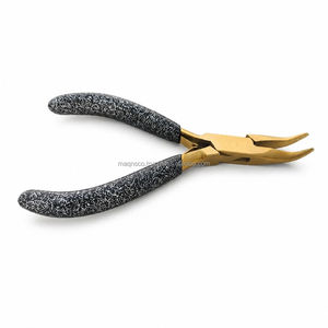 ZETOMED PRO A+Grade Stainless Steel Bent Nose Pliers with Black Glitter Handle Light Weight Jewelry Setting <b>Tool</b> - Product Image 1