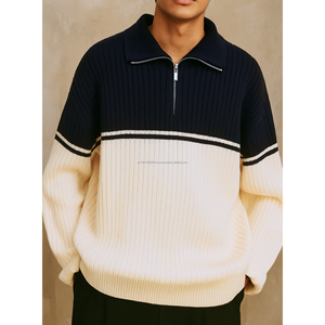Vintage Preppy Winter Acrylic Pullover <b>Sweater</b> <b>Men</b> Oversized Full Sleeve O-<b>Neck</b> Solid Fake Two Piece - Product Image 6