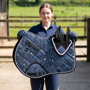 Premium Horse Saddle Blanket with Ear <b>Bonnet</b> Set Soft Quilted Fabric Breathable Anti Friction Equestrian Riding Gear - Product Image 6