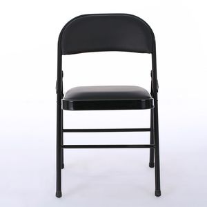 Eleganti 6 Sedie Pieghevoli in Ferro e PVC Nere per Conferenze ed Esposizioni - Product Image 3