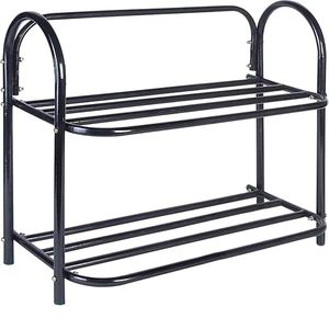 Étagère à chaussures double niveau en métal, type sur pied, rangement moderne et durable pour chaussures de salon - Product Image 4