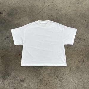 Ultra-Oversized Boxy Fit <b>Heavyweight</b> <b>White</b> <b>T</b>-<b>Shirt</b> Cotton Tee Featuring Drop Shoulders and Thick Ribbed High Neck - Product Image 3