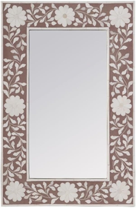 Custom Handmade Art Deco Carved Bone Inlay <b>Mirror</b> Frame by Rajasthani Artisan for Elegant Wall Decor - Product Image 4