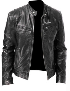 Nouvelle veste en cuir noire élégante pour homme, veste bomber en cuir pour homme, veste en cuir de crocodile personnalisée, veste en cuir noir - Product Image 1