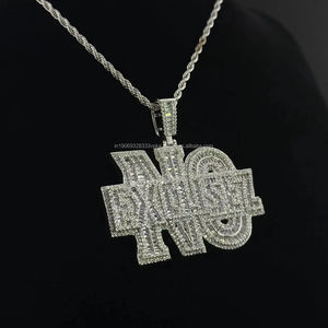 Collier Pendentif Homme Iced Out en Moissanite Ronde et Diamant, Argent Sterling 925, Chaîne Cubaine Statement, Bijoux Hip Hop - Product Image 1