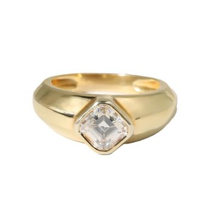 Bague de Fiançailles Minimaliste en Or Massif 10K 14K 18K avec Diamant de Laboratoire Taille Asscher et Moissanite – Vente en Gros - Product Image 1