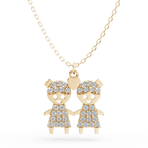 Cute Cartoon Girl Pendant Necklace 18K Gold Plated Crystal Rhinestone Link Chain Women's Jewelry <b>Gift</b> - Product Image 1