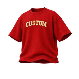 T-shirt surdimensionné en maille gaufrée avec logo personnalisé pour homme, épaules tombantes, streetwear, coton texturé, t-shirt vierge de haute qualité, OEM ODM - Product Image 1