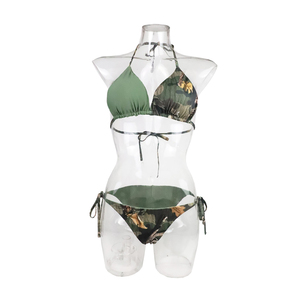 Ensemble de bikini personnalisé avec logo, en matière de qualité supérieure, pour femmes, vêtements de plage avec motifs unis et soutiens-gorge à cordon, ensemble de bikini sublimé pour femmes - Product Image 2