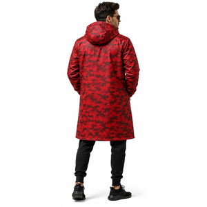 Custom Red <b>Camo</b> Long Hooded <b>Waterproof</b> Rain <b>Jacket</b> Windproof Breathable Outdoor Raincoat for Men & Women Hiking Fishing Camping - Product Image 4