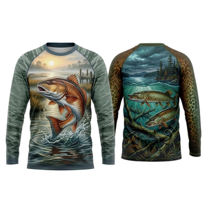 Maillot de pêche personnalisé 100% polyester respirant à séchage rapide, haute qualité, sublimé, manches longues, protection UV, antibactérien - Product Image 2