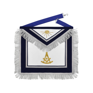 Tablier de Maître Maçon Collection Royale en Velours Blanc et Bleu, Finition Premium, Fabrication OEM - Product Image 1